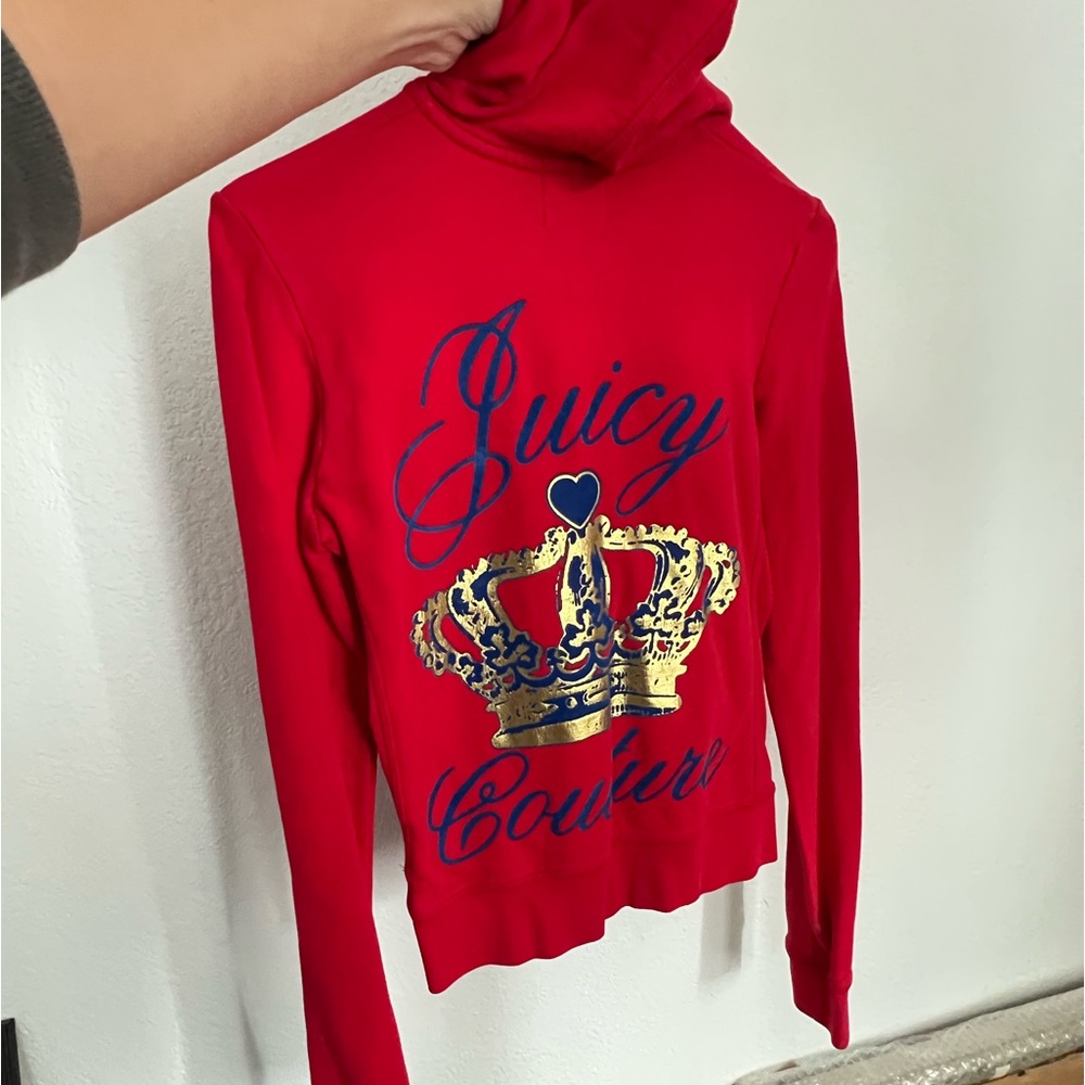 Juicy Couture Red Zip Cropped Hoodie